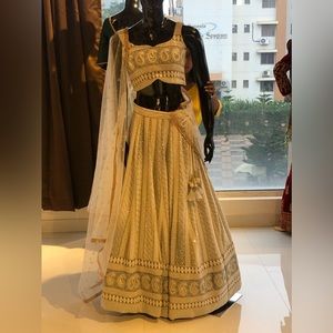 Off white chikankari lehnga set